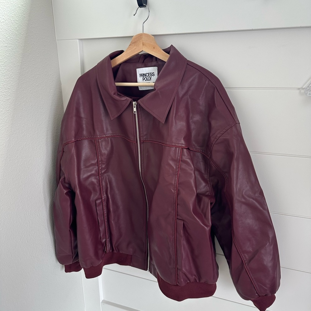 Princess Polly Burgundy Leather Jacket